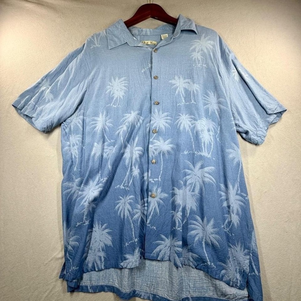 Batik Bay Blue Palm Hawaiian Shirt XL Rayon  2000s Resort short sleeve button up